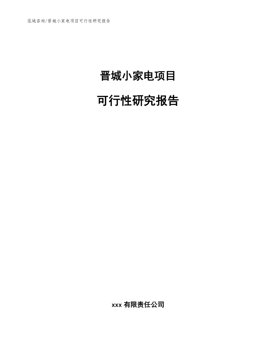 晋城小家电项目可行性研究报告（范文参考）_第1页