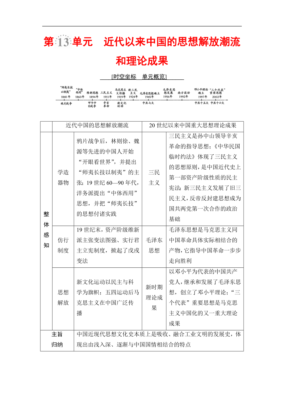 高三歷史人教版一輪教師用書：模塊三 第13單元 第29講　近代中國(guó)的思想解放潮流 Word版含解析_第1頁(yè)