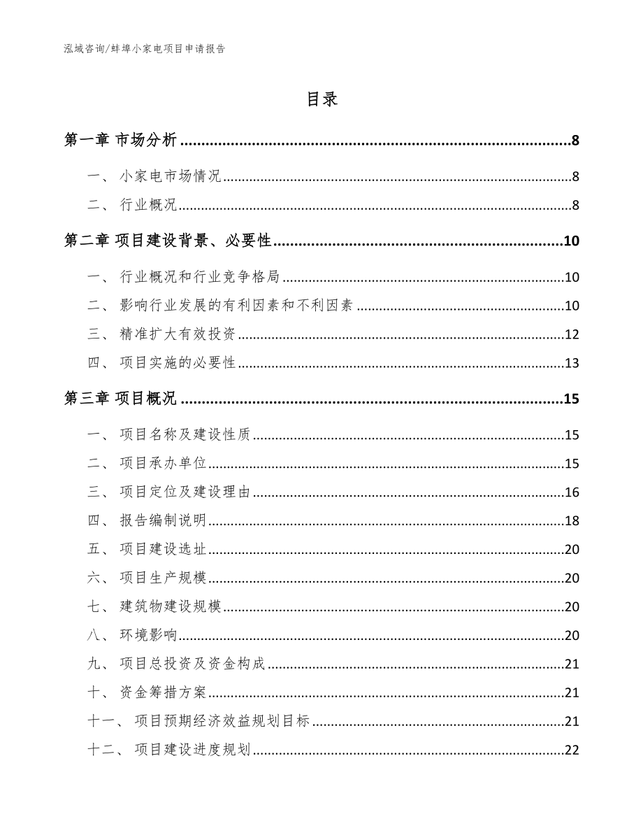 蚌埠小家电项目申请报告_第1页