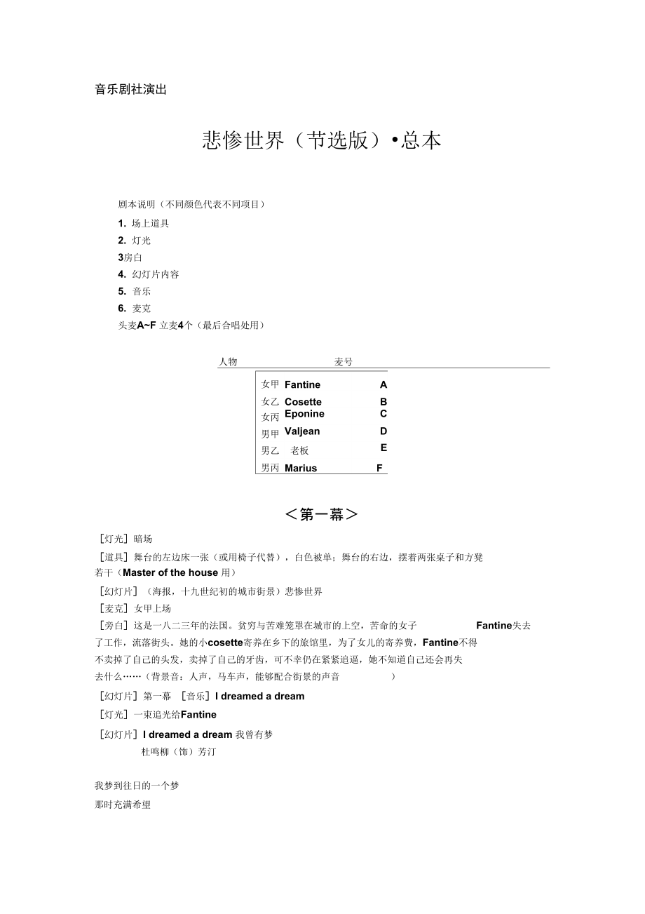 音樂劇社演出悲慘世界節(jié)選版_第1頁