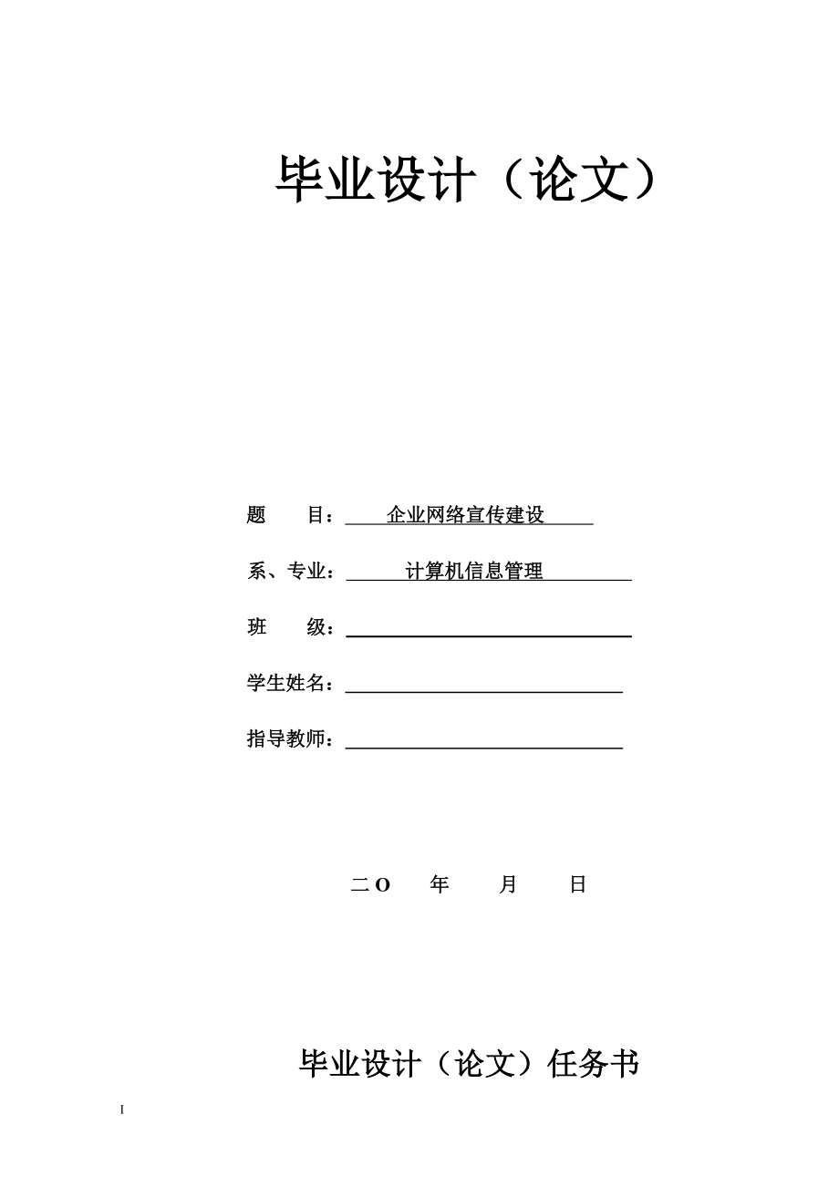 计算机应用专业毕业设计(论文)企业网络宣传建设_第1页