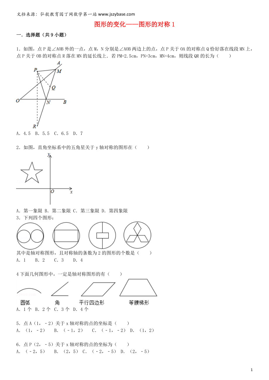 中考数学总复习 二十五 图形的对称精练精析1 华东师大版_第1页