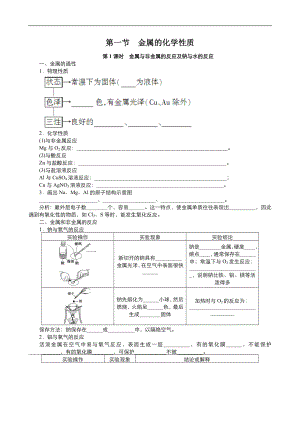 高中化學(xué)人教版必修1同步課時(shí)作業(yè)系列一： 第三章 第1節(jié) 金屬與非金屬的反應(yīng)及鈉與水的反應(yīng)Word版含答案