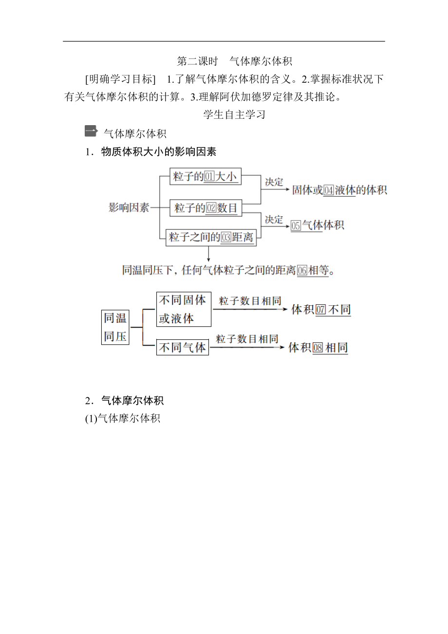 新人教版高中化學(xué)必修一課時講義：第二章 第三節(jié) 第二課時　氣體摩爾體積 Word版含答案_第1頁