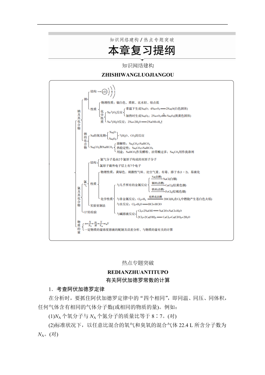 新人教版高中化學(xué)必修一課時(shí)講義：第二章 本章復(fù)習(xí)提綱 Word版含答案_第1頁(yè)