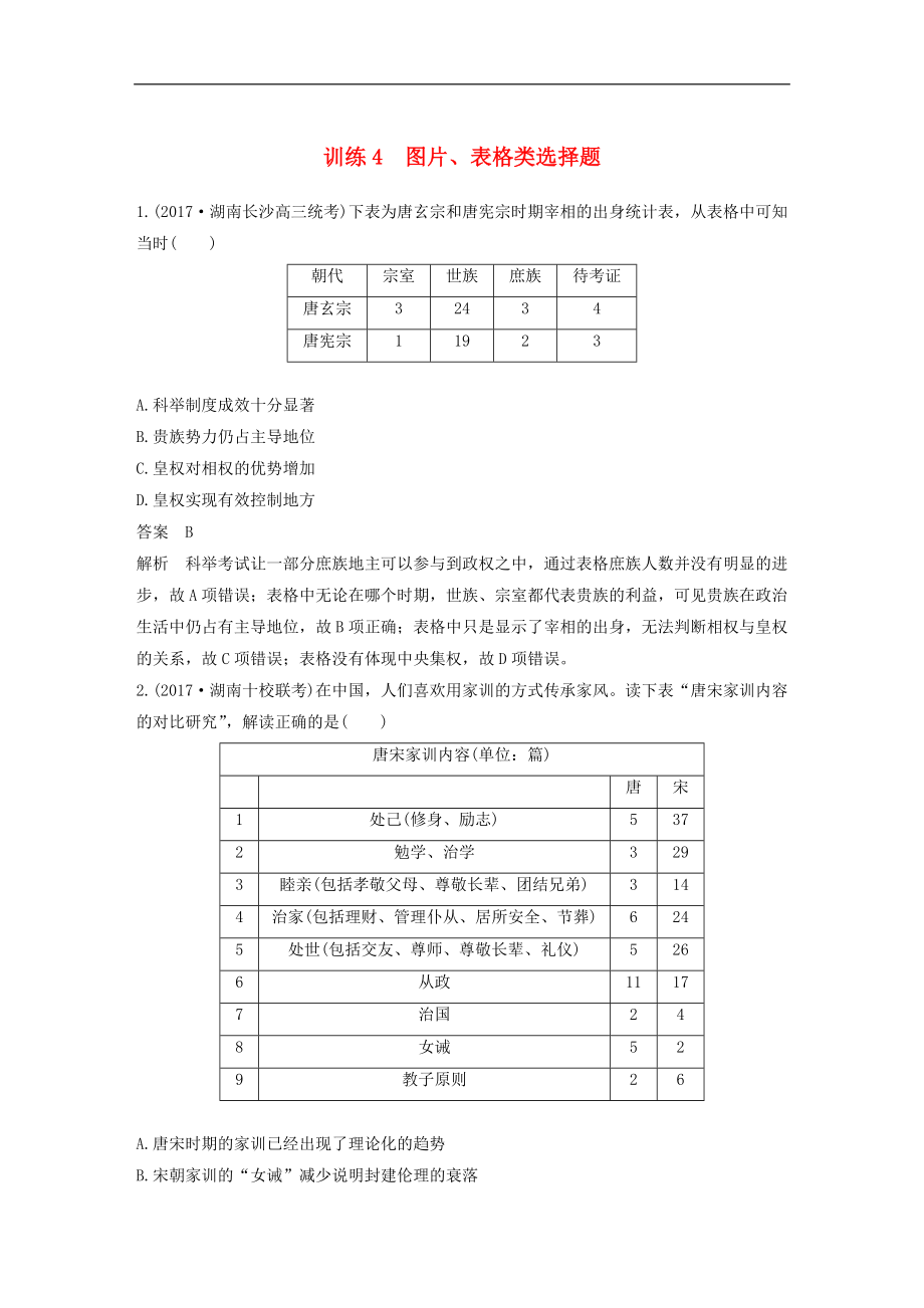 高考?xì)v史二輪復(fù)習(xí)學(xué)案訓(xùn)練： 選擇題題型專(zhuān)項(xiàng)訓(xùn)練 訓(xùn)練4 圖片、表格類(lèi)選擇題_第1頁(yè)