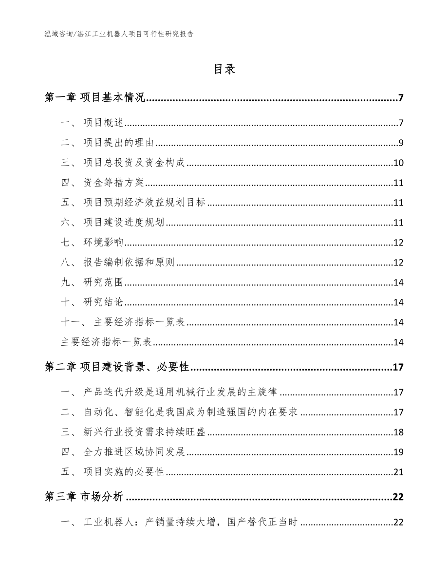 湛江工业机器人项目可行性研究报告_第1页