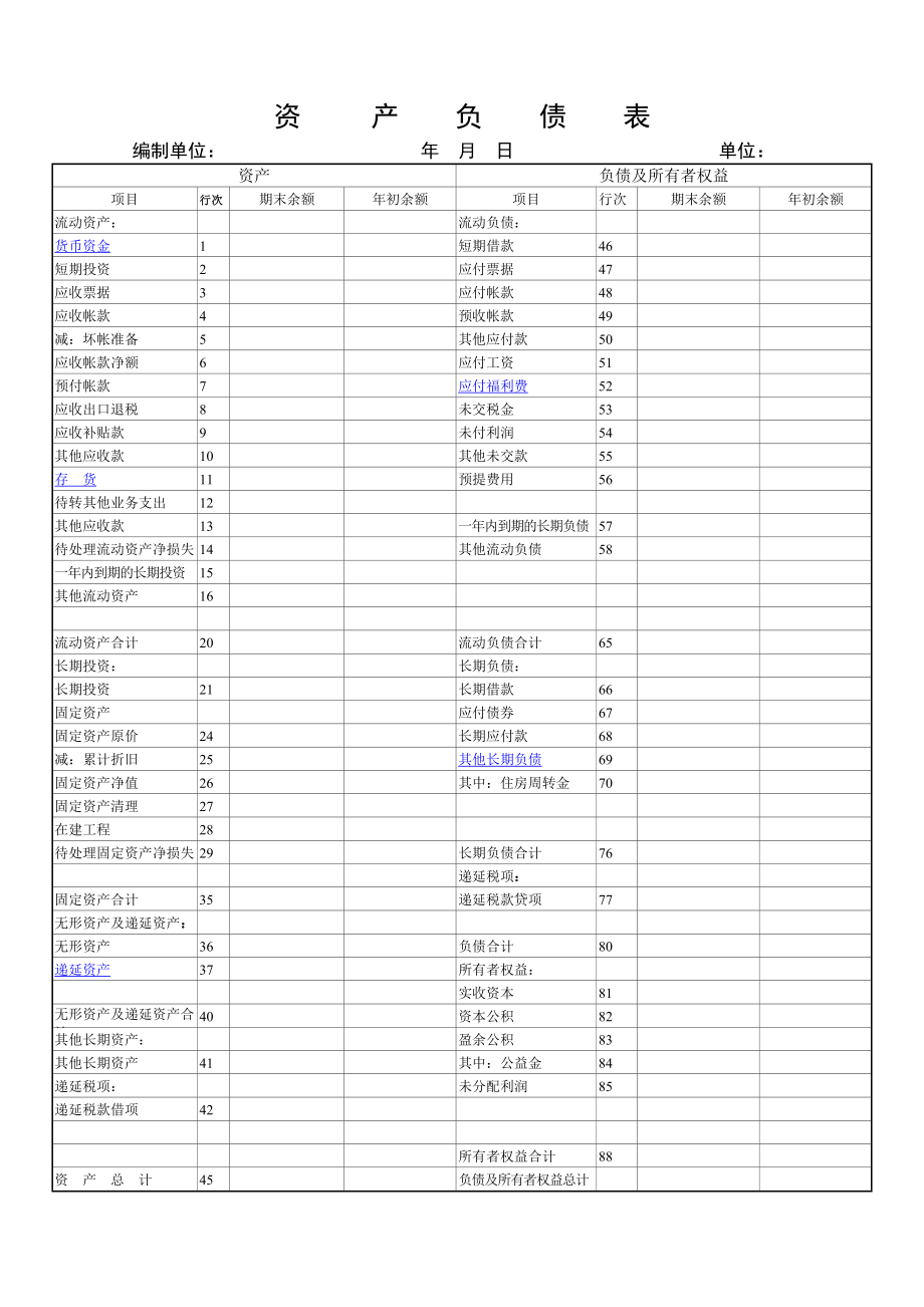 资产负债表表格_第1页