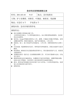 急診科應(yīng)急預(yù)案演練記錄