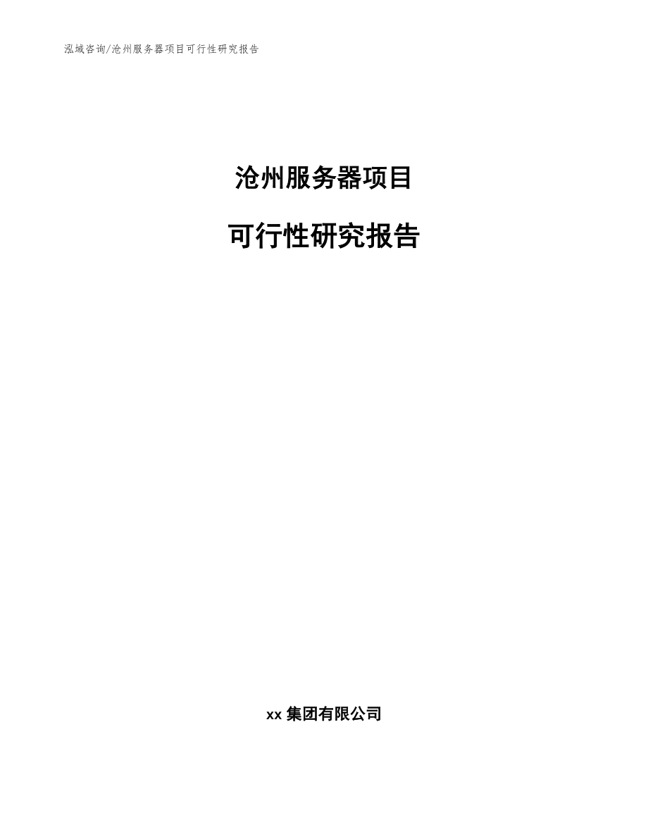 沧州服务器项目可行性研究报告【范文参考】_第1页