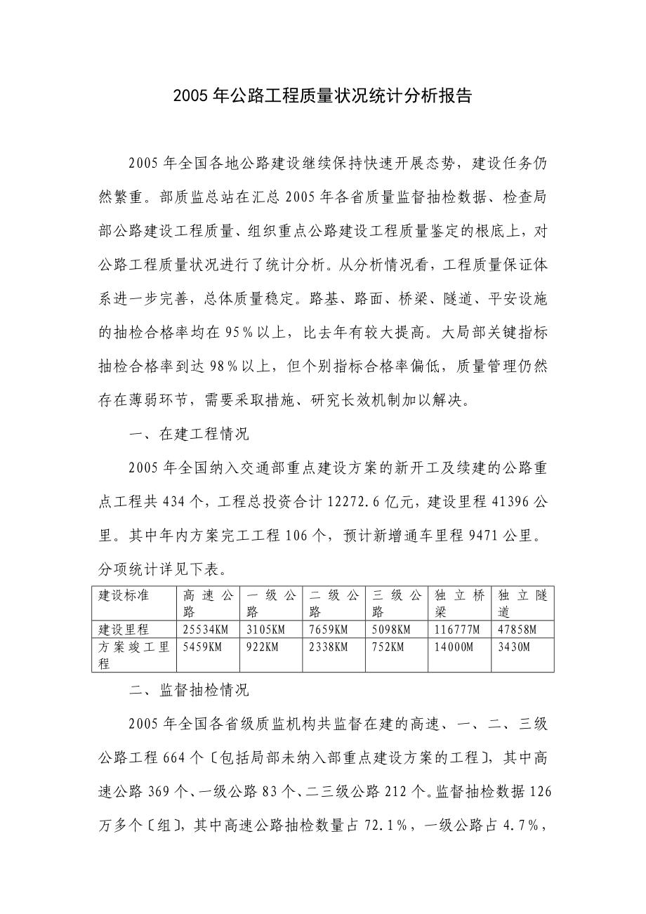 2005年公路工程质量统计分析报告_第1页