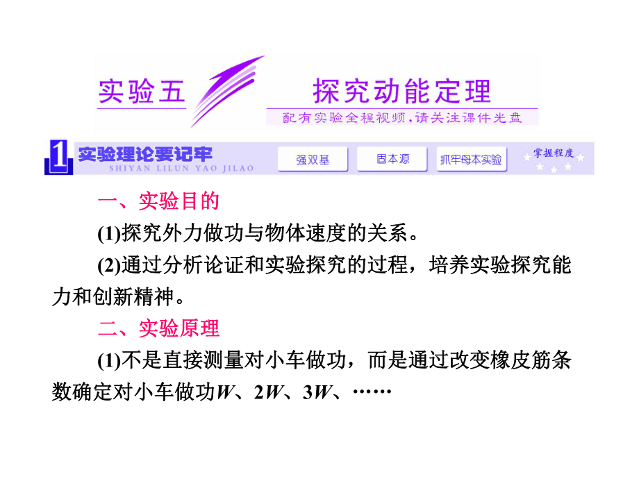 《三维设计》新课标高考物理一轮总复习课件 第五章实验五 探究动能定理张ppt_第1页