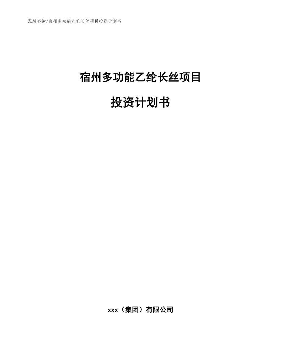 宿州多功能乙纶长丝项目投资计划书模板参考_第1页