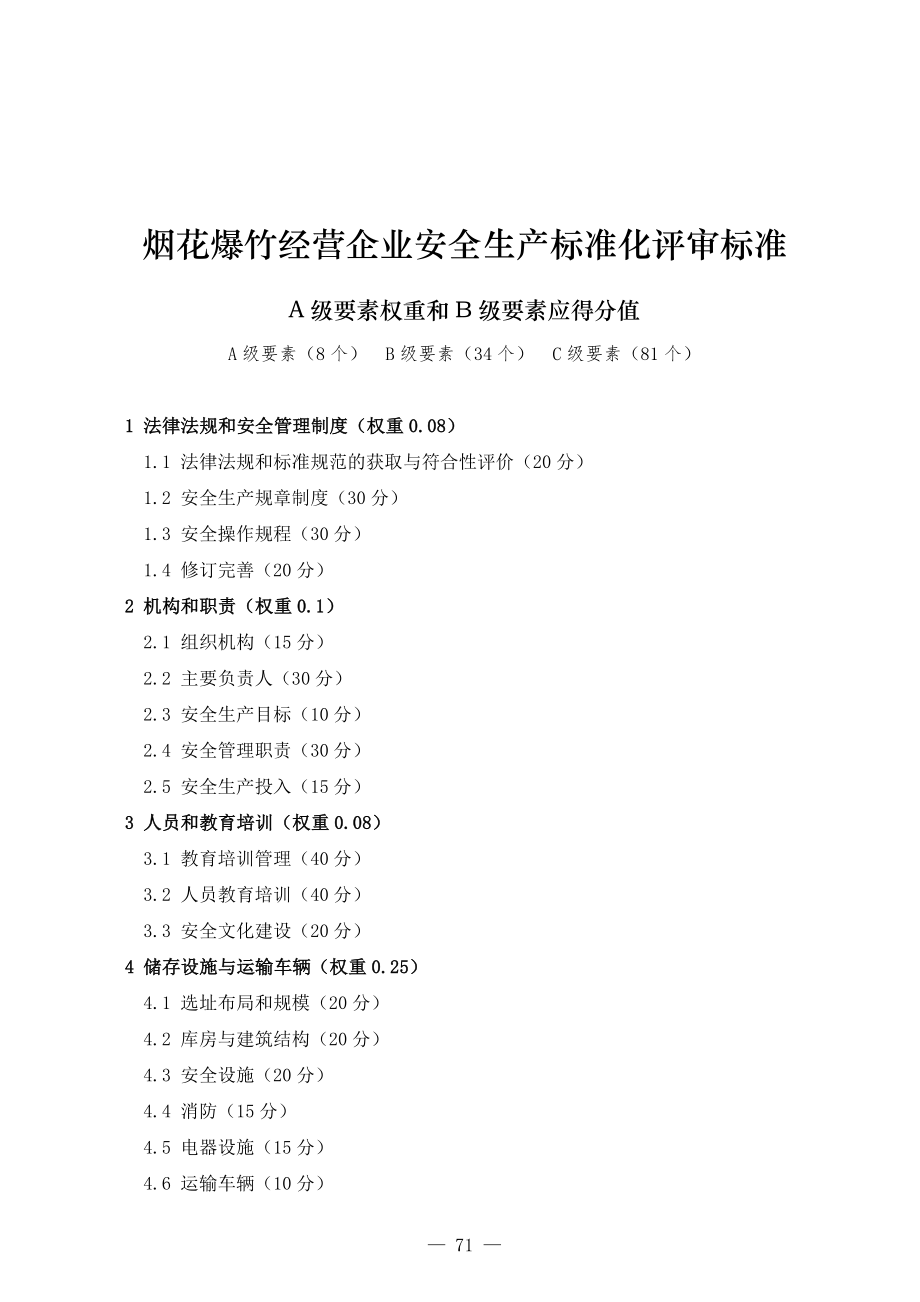 烟花爆竹经营企业安全生产标准化评审标准_第1页