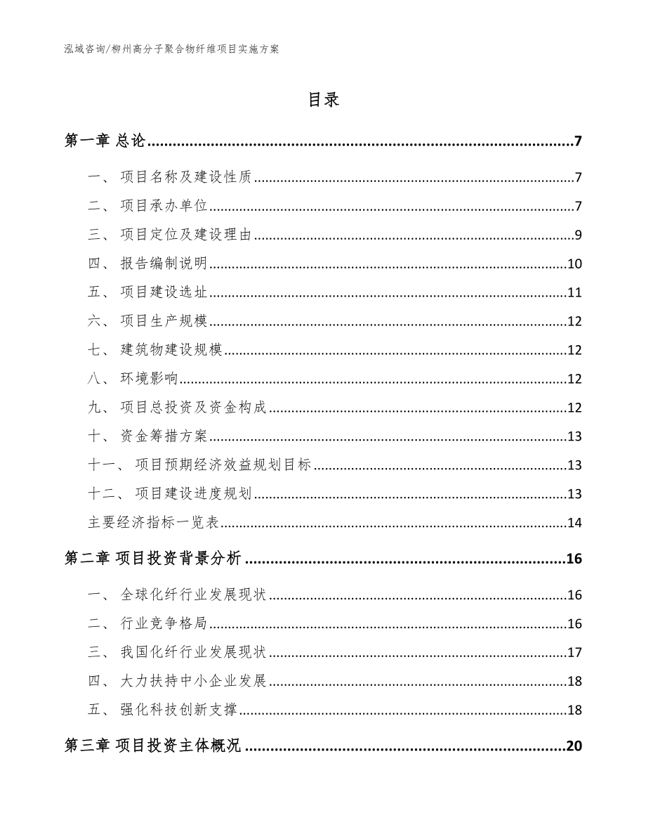 柳州高分子聚合物纤维项目实施方案【模板参考】_第1页