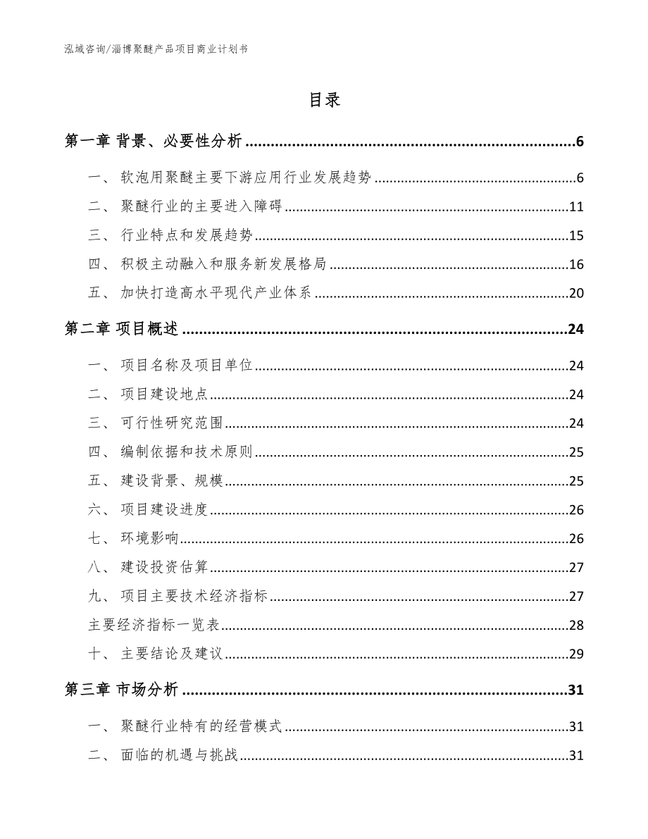 淄博聚醚产品项目商业计划书_第1页