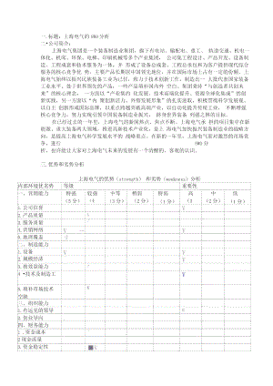 上海电气的SWOT分析