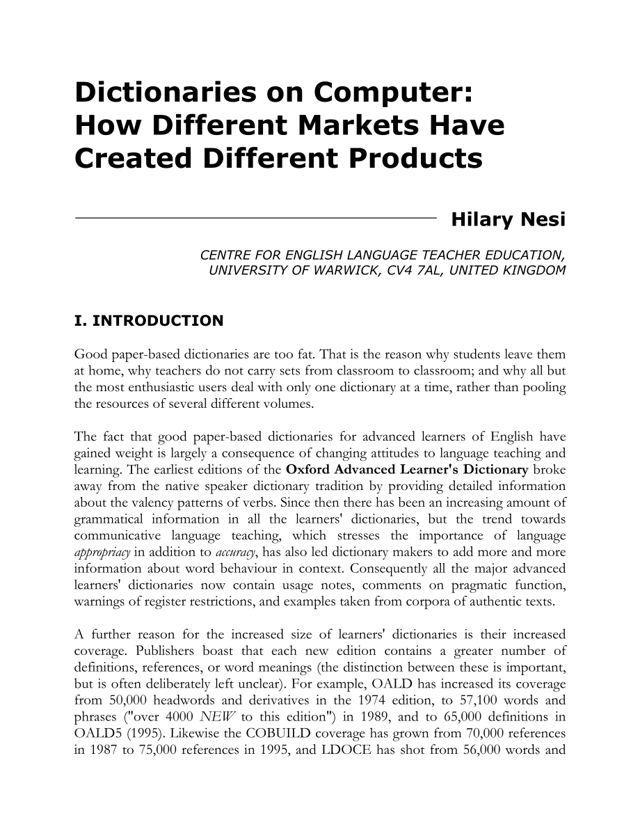 Dictionaries on computer how different markets have created different products_第1页