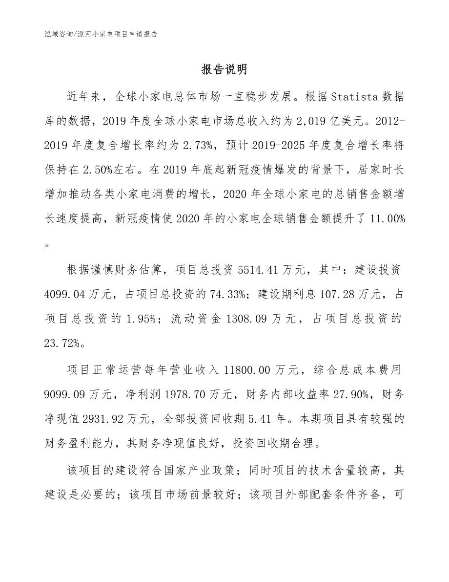 漯河小家电项目申请报告【范文参考】_第1页