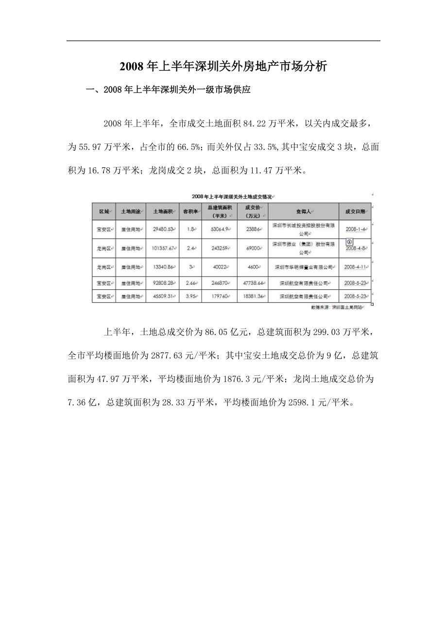 上半年深圳关外房地产市场分析(doc 18)_第1页
