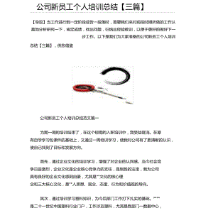 【培訓(xùn)工作總結(jié)】公司新員工個(gè)人培訓(xùn)總結(jié)【三篇】