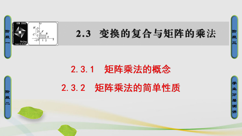 高中數(shù)學(xué) 23 變換的復(fù)合與矩陣的乘法課件 蘇教版選修42._第1頁(yè)