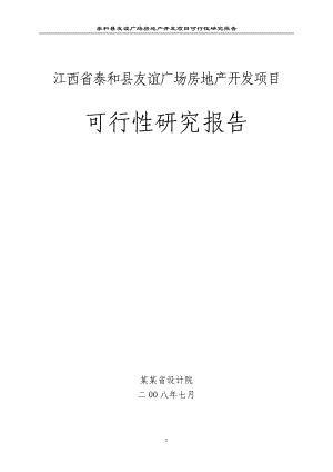 江西省泰和县友谊广场房地产开发项目可行性研究报告