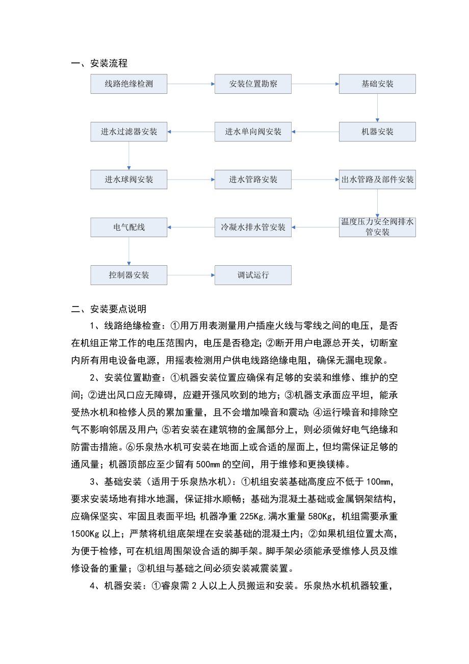 空气能热水器安装流程及验收表_第1页