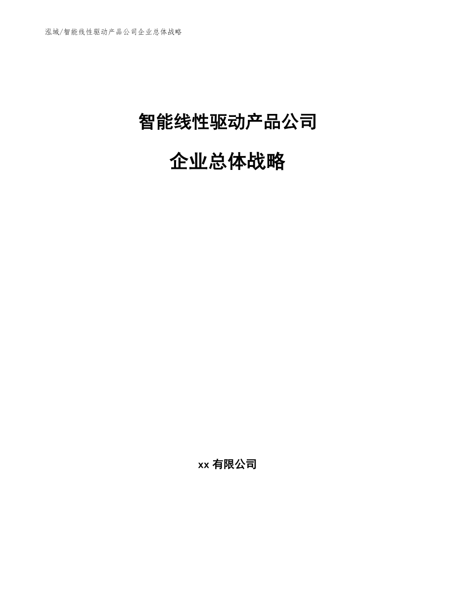 智能线性驱动产品公司企业总体战略_第1页