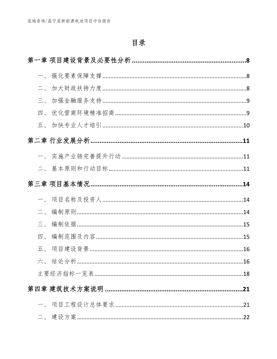 昌宁县新能源电池项目评估报告（模板）_第1页