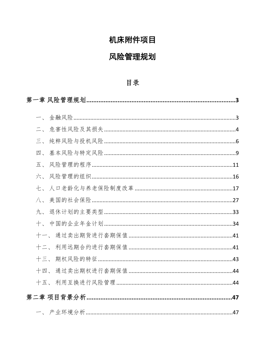 机床附件项目风险管理规划_第1页