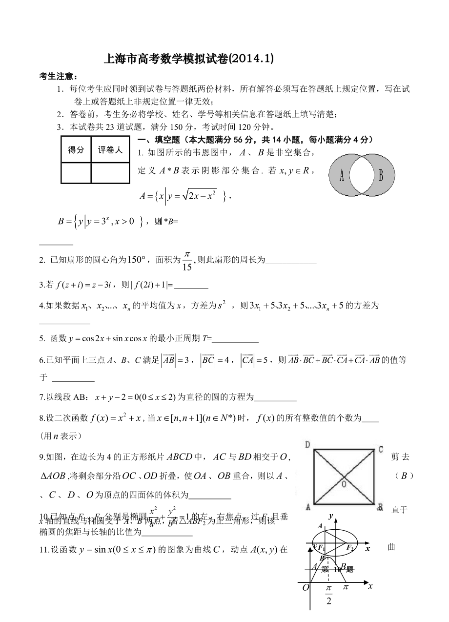 上海市高三高考数学系列模拟卷5_第1页