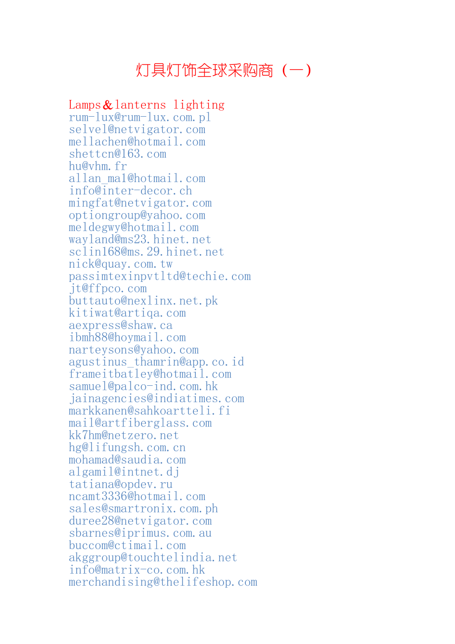 【精版】燈具燈飾全球采購商郵件[精通采購管理]_第1頁