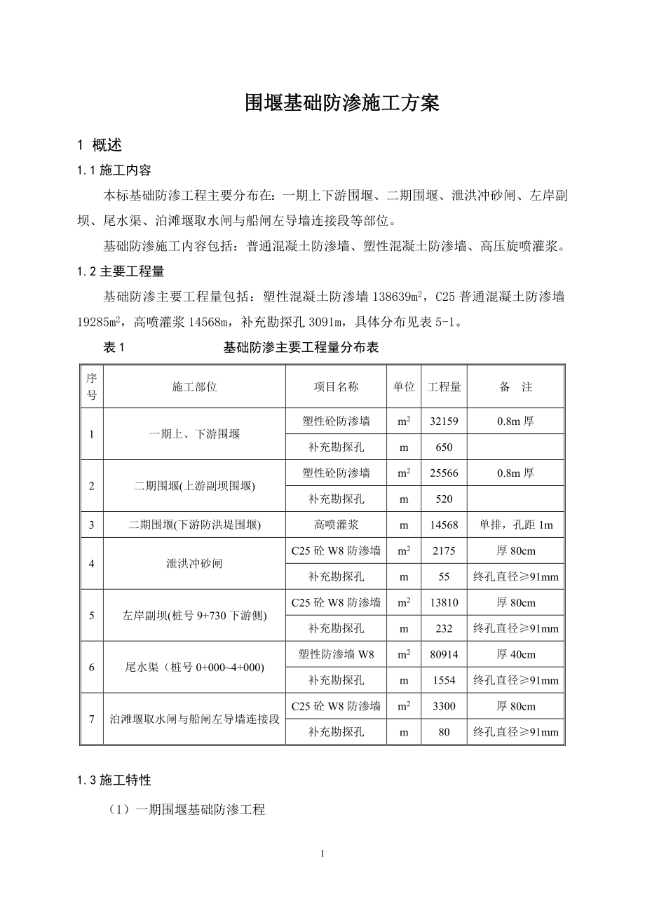 围堰基础防渗施工方案_第1页