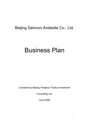 Beijing Samvon Andesite CoLtd Business Plan