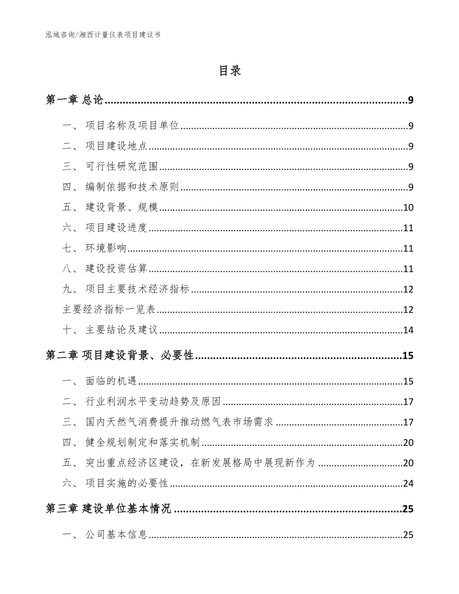 湘西计量仪表项目建议书（范文参考）_第1页