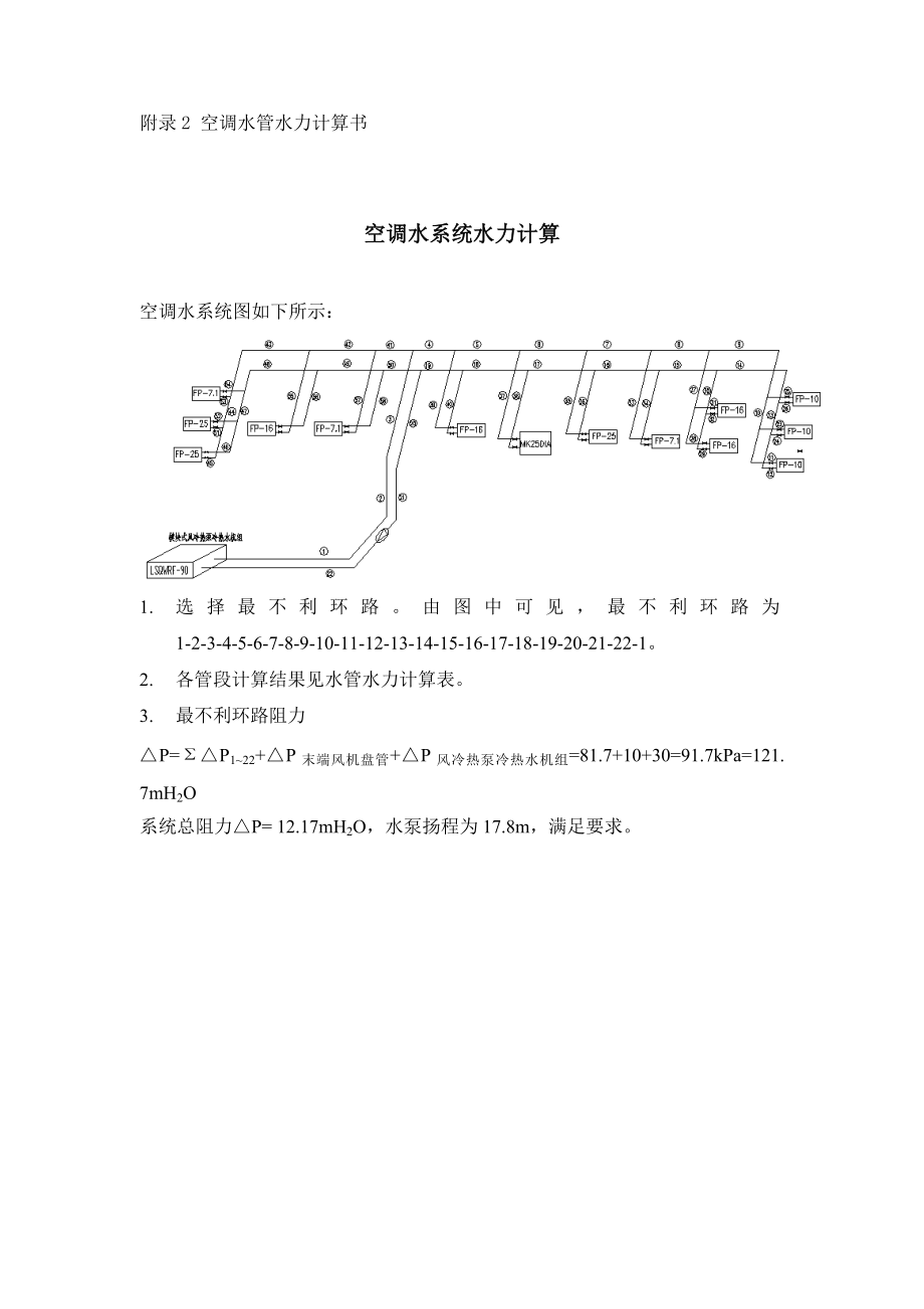 空调水管水力计算书_第1页