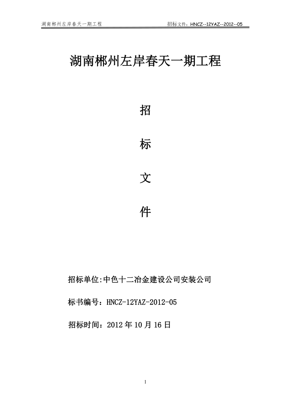 湖南郴州左岸天一期工程招标文件_第1页