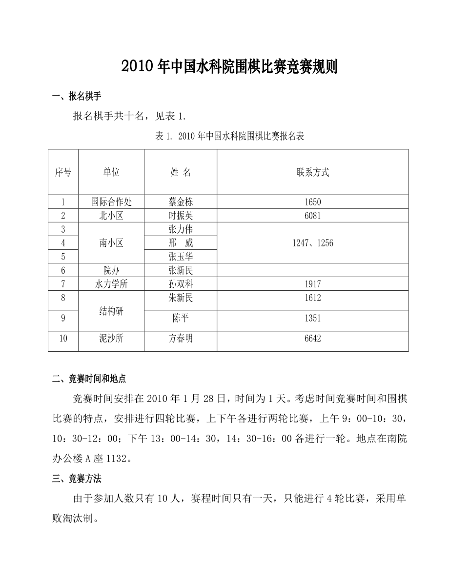2010年中国水科院围棋比赛竞赛规则_第1页