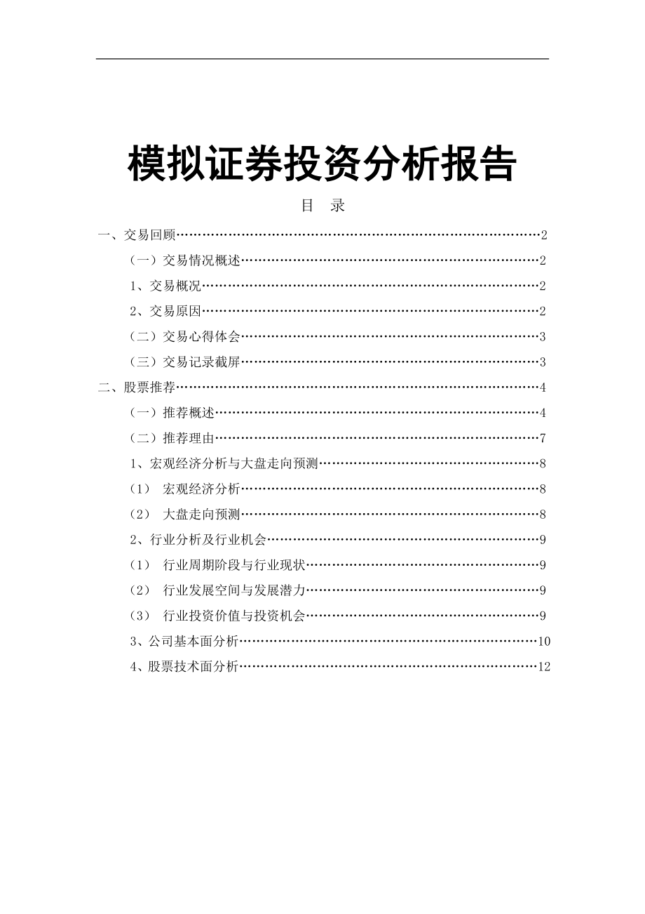 模拟证券分析报告_第1页