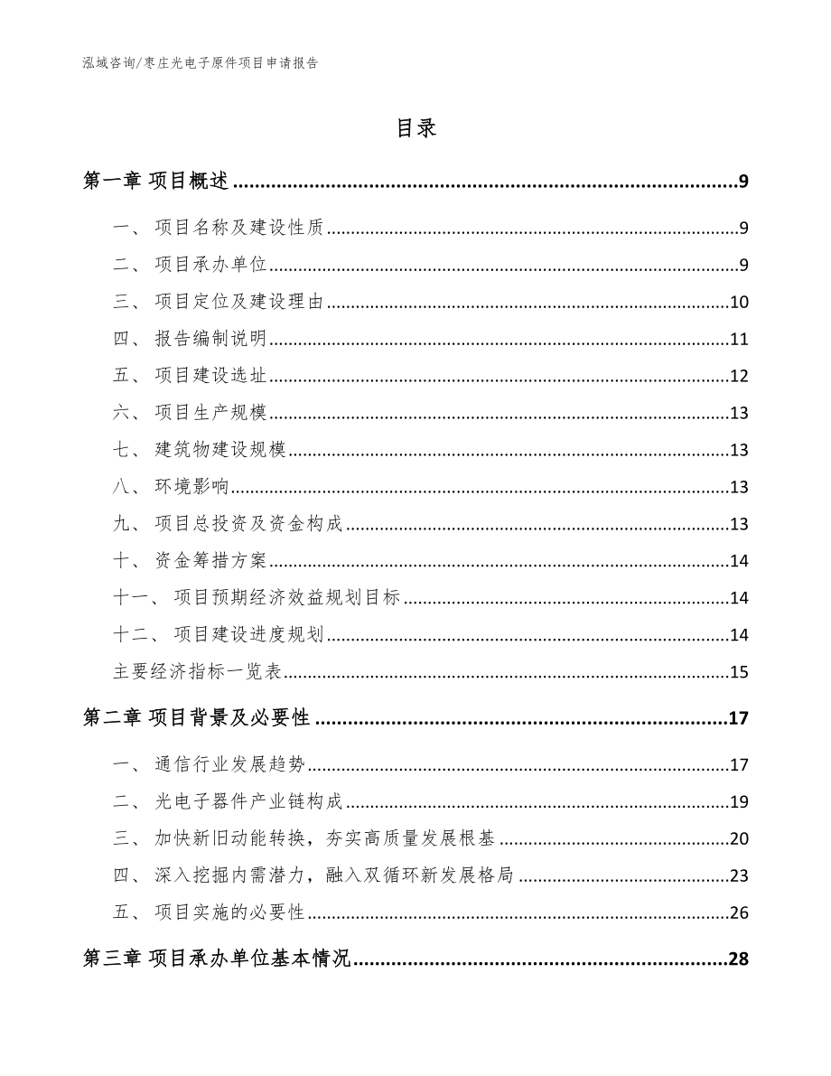 枣庄光电子原件项目申请报告_第1页