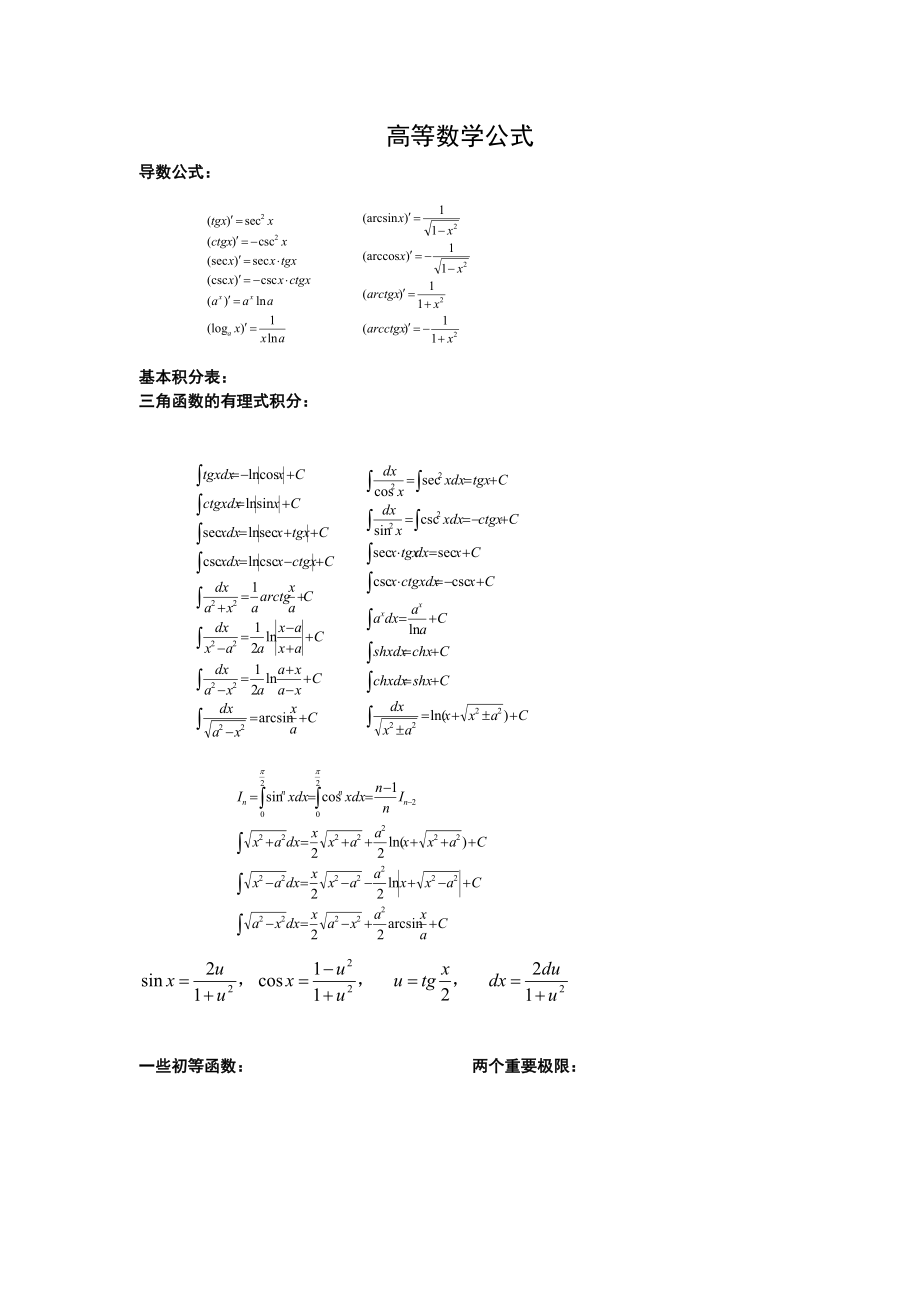 全部高等数学计算公式_第1页