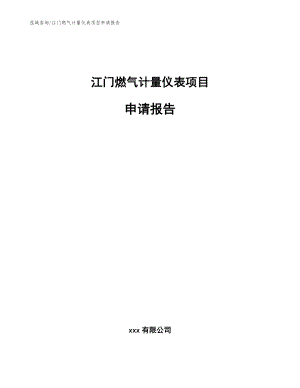 江门燃气计量仪表项目申请报告【参考模板】