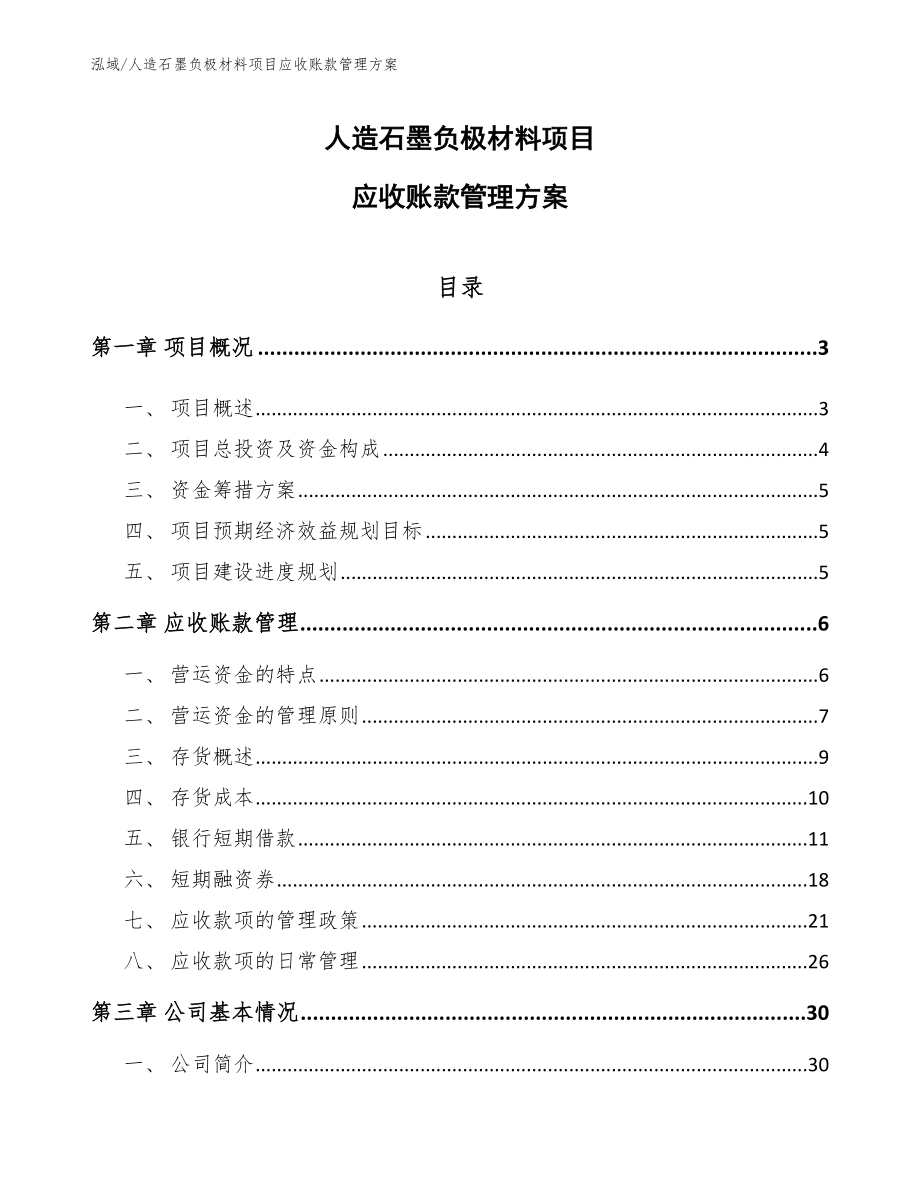 人造石墨负极材料项目应收账款管理方案【范文】_第1页