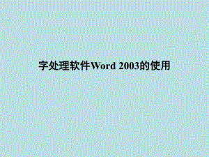 字处理软件Word2003使用