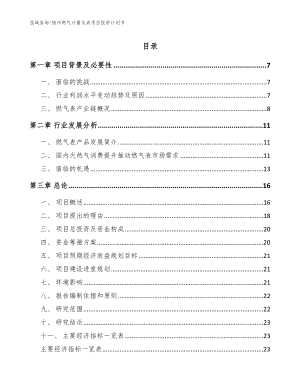 扬州燃气计量仪表项目投资计划书【参考范文】