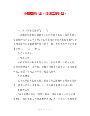 小班培訓(xùn)計劃培訓(xùn)工作計劃