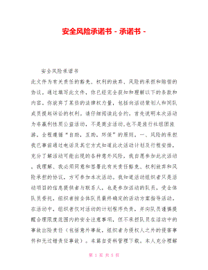 安全風(fēng)險承諾書承諾書