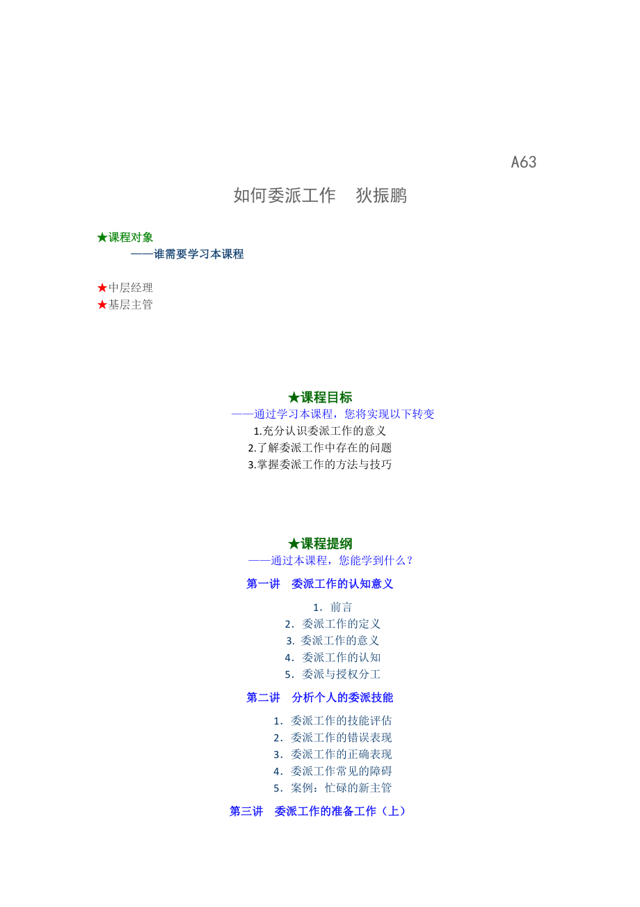 A63 如何委派工作22P 狄振鹏_第1页