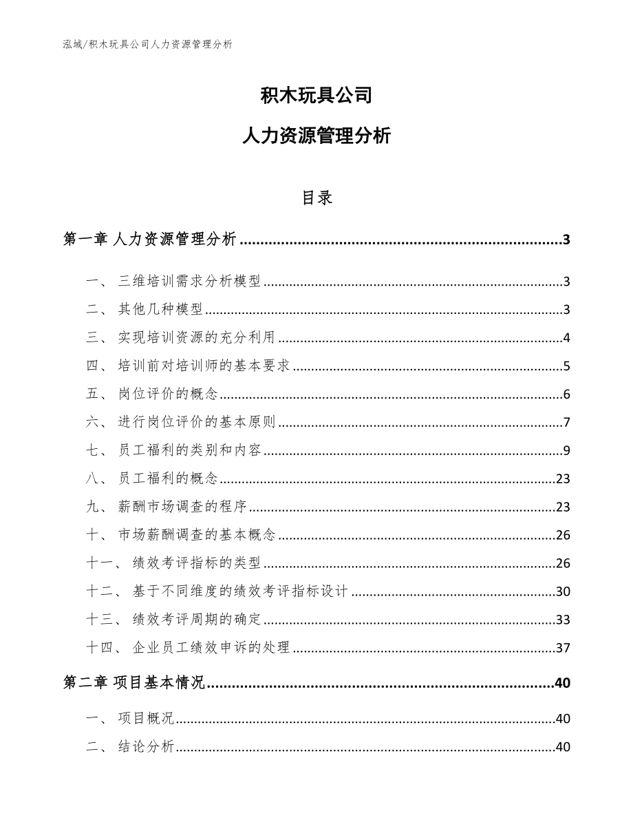 积木玩具公司人力资源管理分析_范文_第1页